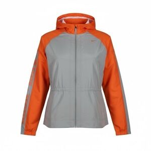Nike Windbreaker Jacket Grey‎ Orange Colorblock Full Zip Womens XL XLG TG EG